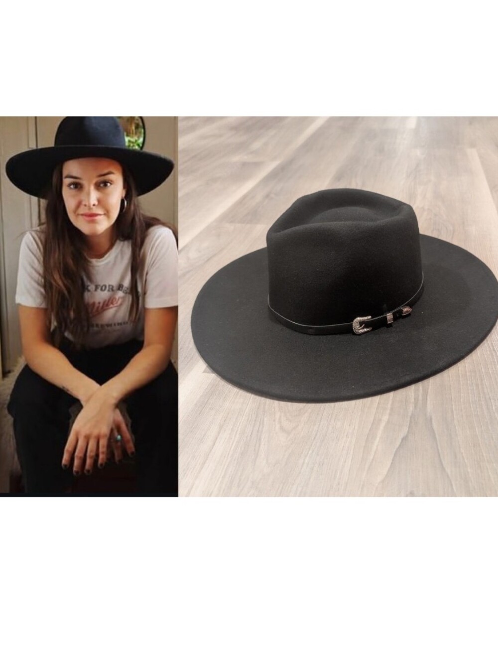 WYETH | Dakota Western Buckle Wool Fedora Hat In Black